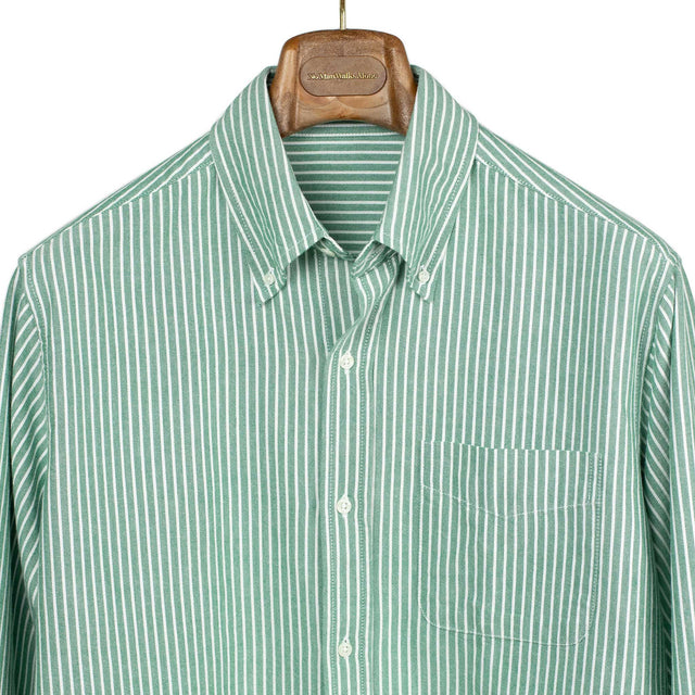 Classic oxford cloth button-down shirt in evergreen stripe