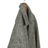 Balmacaan Coat In And White Herringbone Wool Tweed