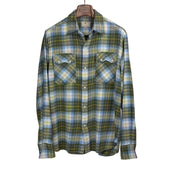 Pearlsnap Western Shirt In Gold Ravine Washed Cotton Flannel
