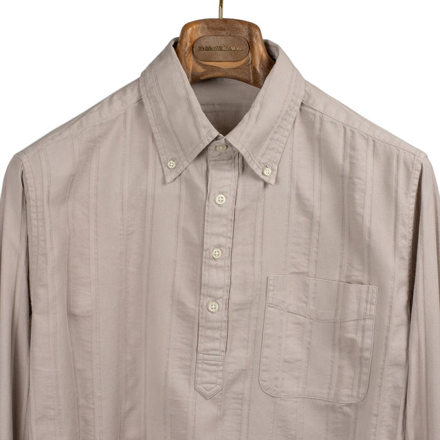 Popover button-down shirt in mauve French hickory stripe cotton