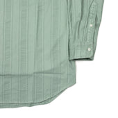 Popover Button Down In Green French Hickory Stripe Cotton