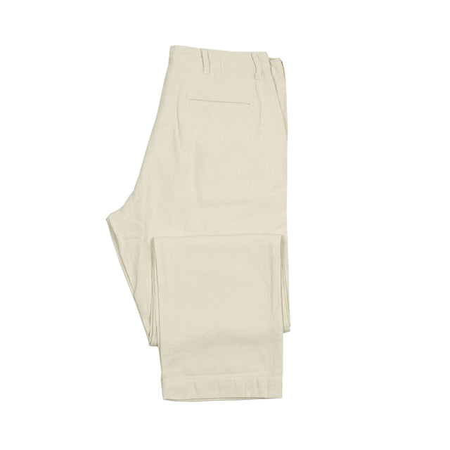 Military chino in unbleached cotton and linen slub twill
