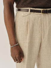 Linen Herringbone Hollywood Pleated Trouser