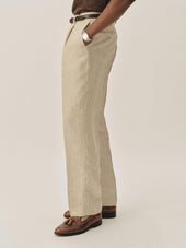 Linen Herringbone Hollywood Pleated Trouser