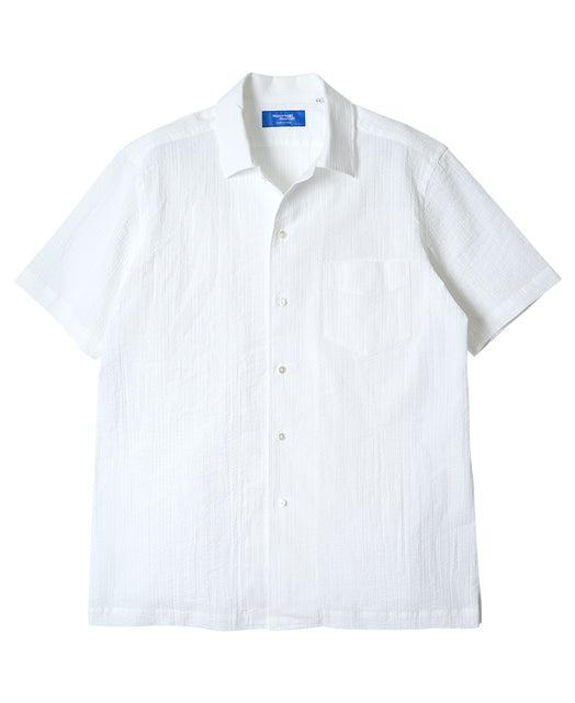 Short Sleeve Shirt - Open-collar ice cotton seersucker