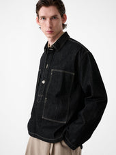 York Popover Denim Shirt in Black / White Weft