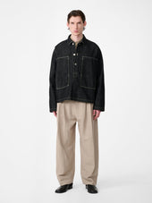 York Popover Denim Shirt In Black Weft