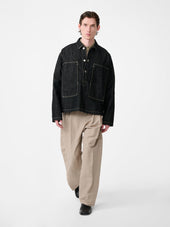 York Popover Denim Shirt In Black Weft