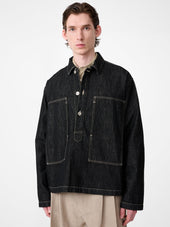 York Popover Denim Shirt In Black Weft
