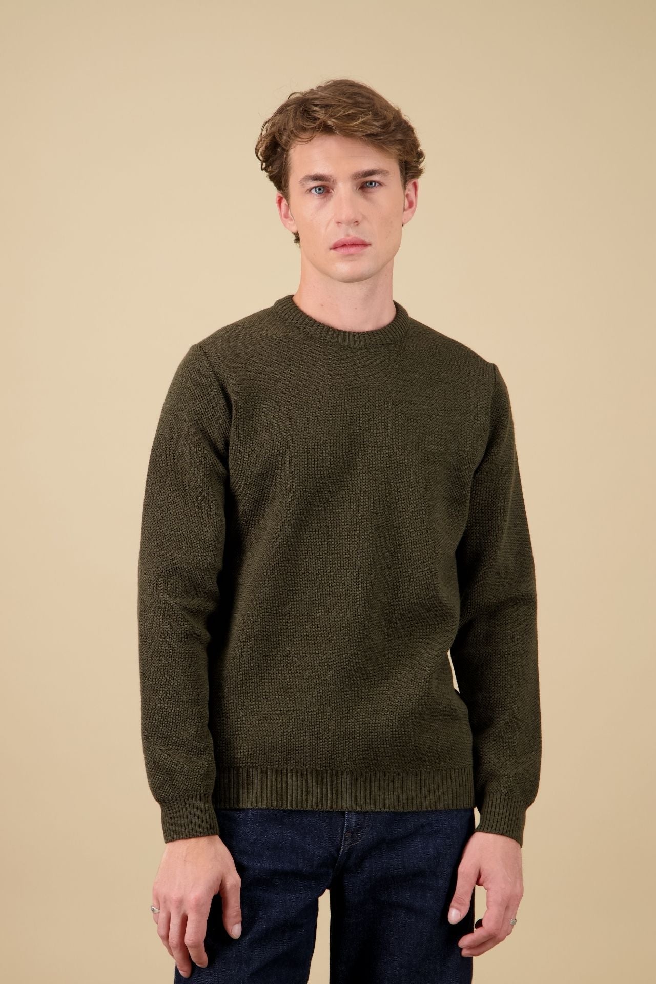 Pull Youri Col Rond Kaki