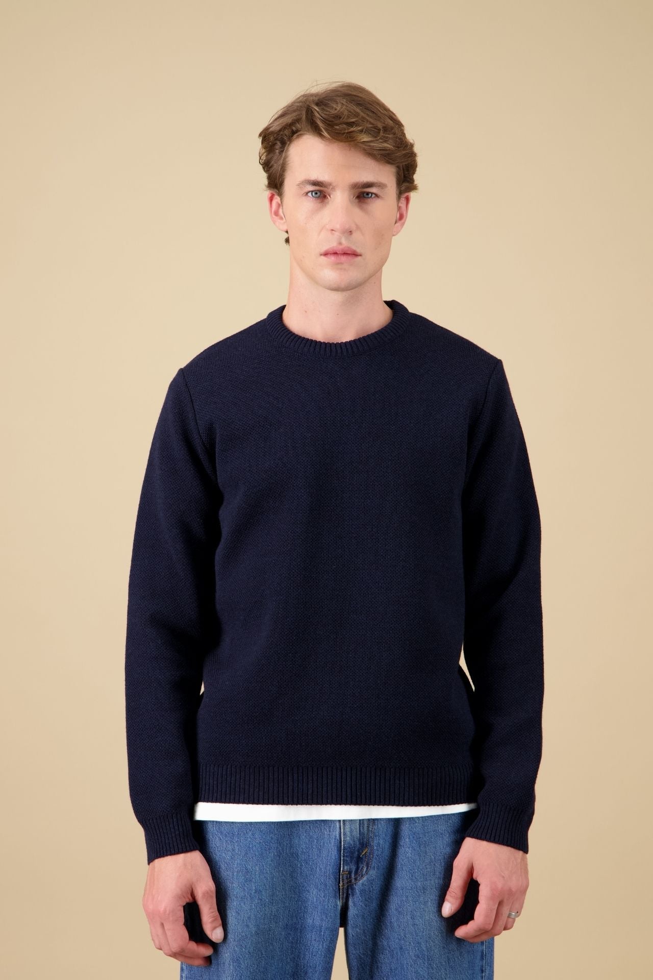 Pull Youri Col Rond Marine