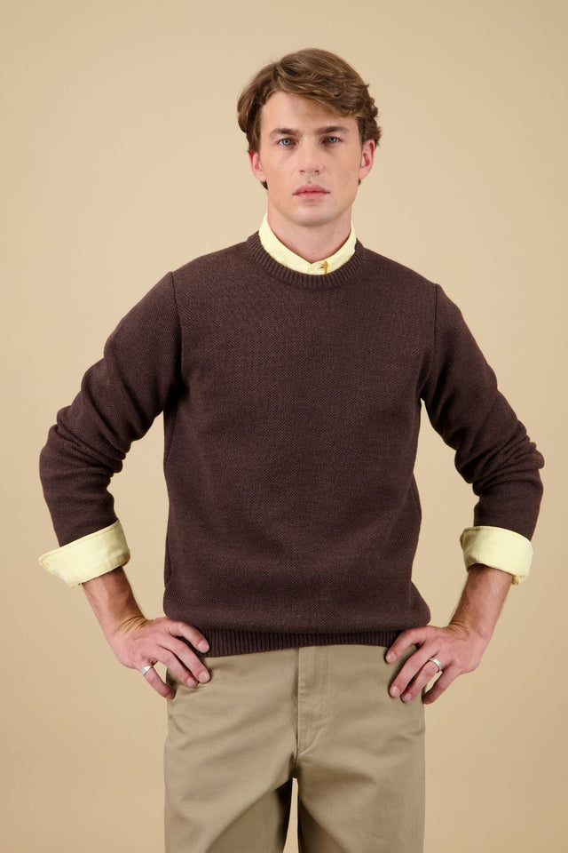 Pull Youri Col Rond - Marron