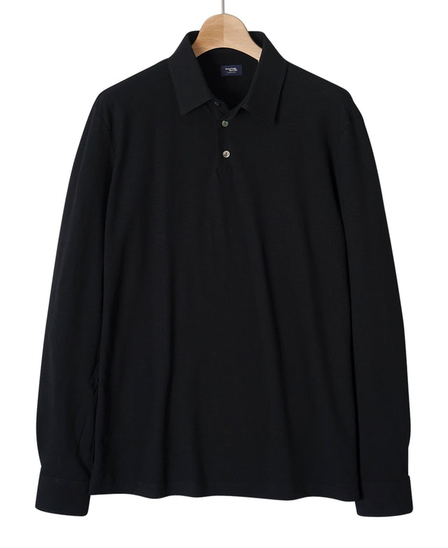 Long-sleeve high-twist cotton polo