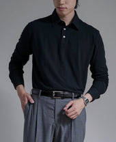 Long Sleeve High Twist Cotton Polo