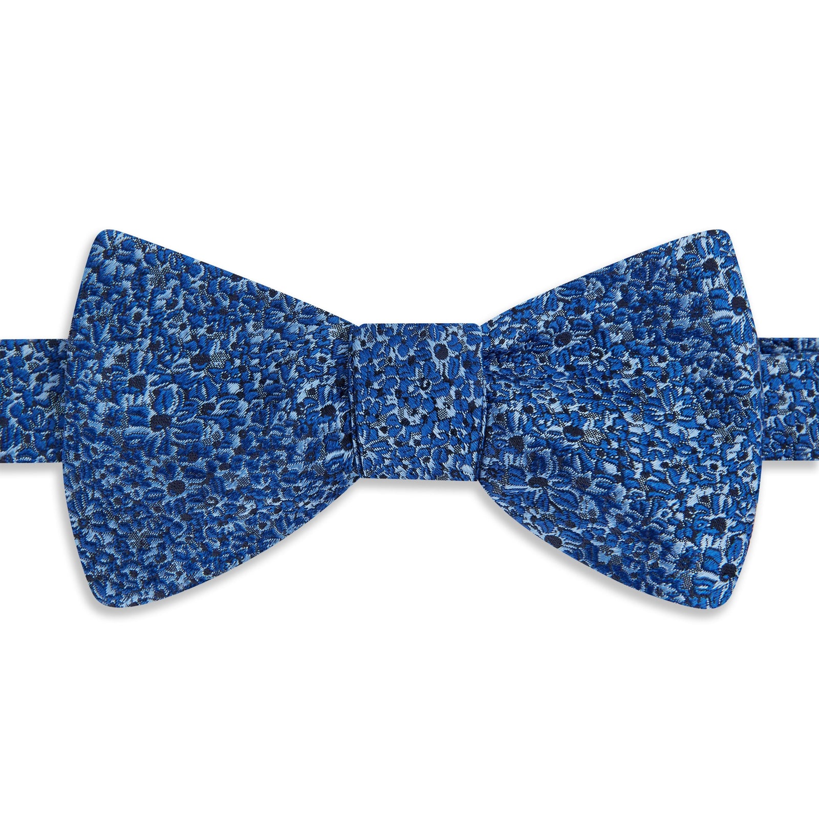 Blue Abstract Floral Woven Silk Bow Tie