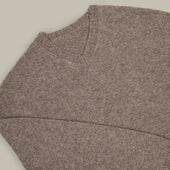 Yak V Neck Sweater In Dk Natural