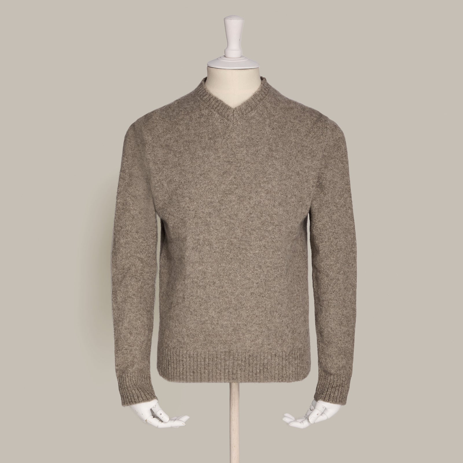Yak V Neck Sweater In Dk Natural