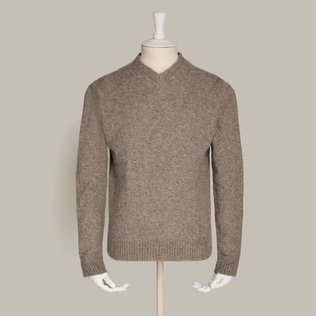 Yak V-Neck Sweater in Dk Natural