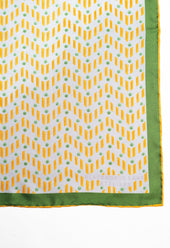 Yellow And Green Patterned Silk Pocket Square
