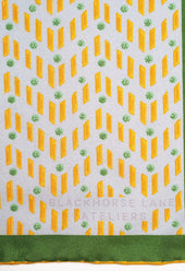 Yellow And Green Patterned Silk Pocket Square