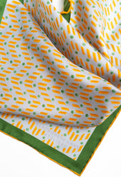 Yellow And Green Patterned Silk Pocket Square