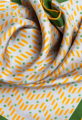 Yellow And Green Patterned Silk Pocket Square