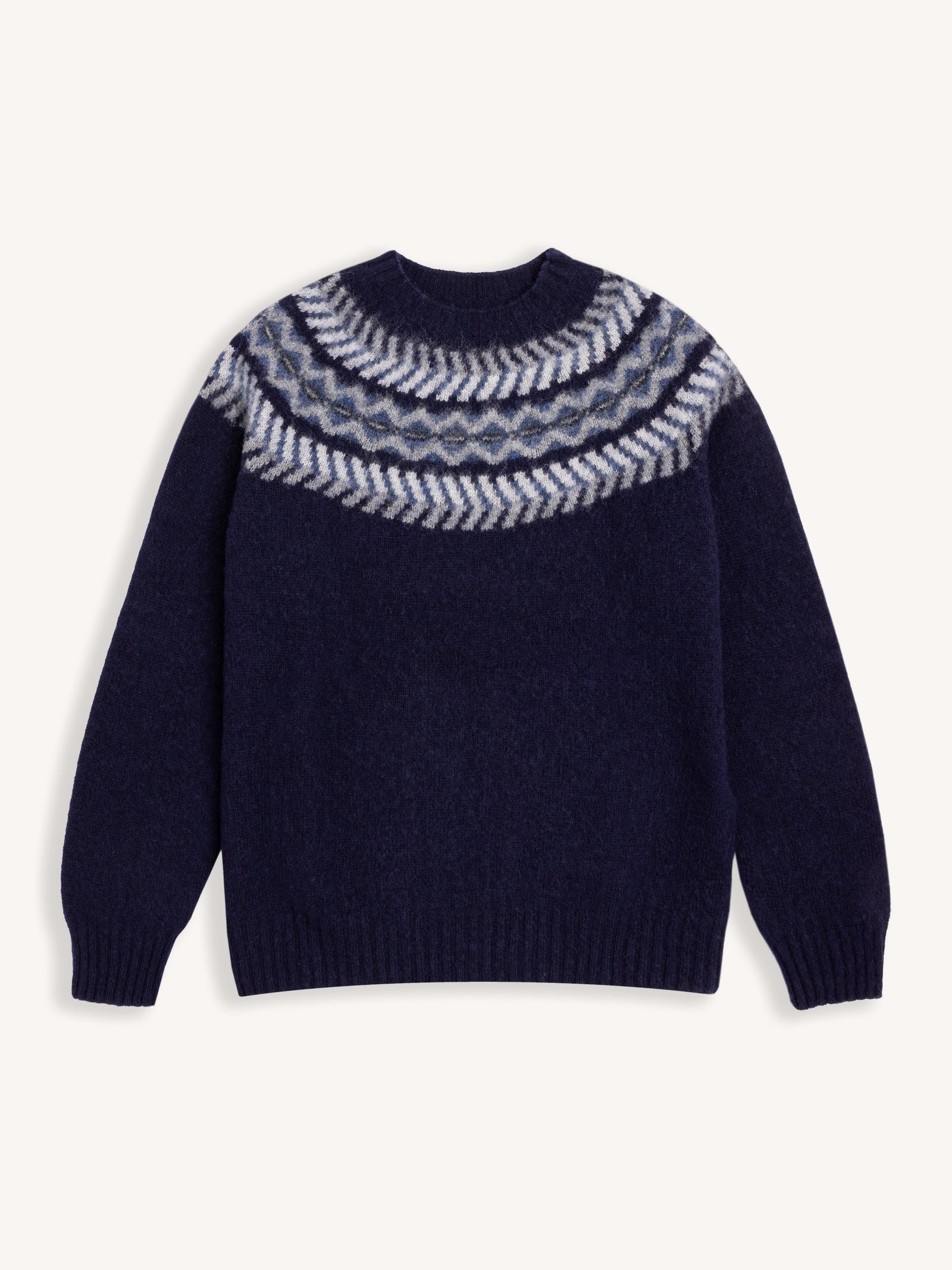 Yoke Fairisle Crew In Brushed Pure Wool