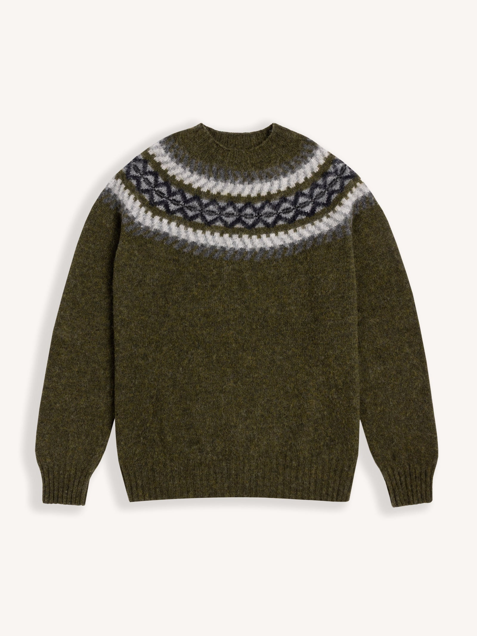 Yoke Fairisle Crew In Brushed Pure Wool