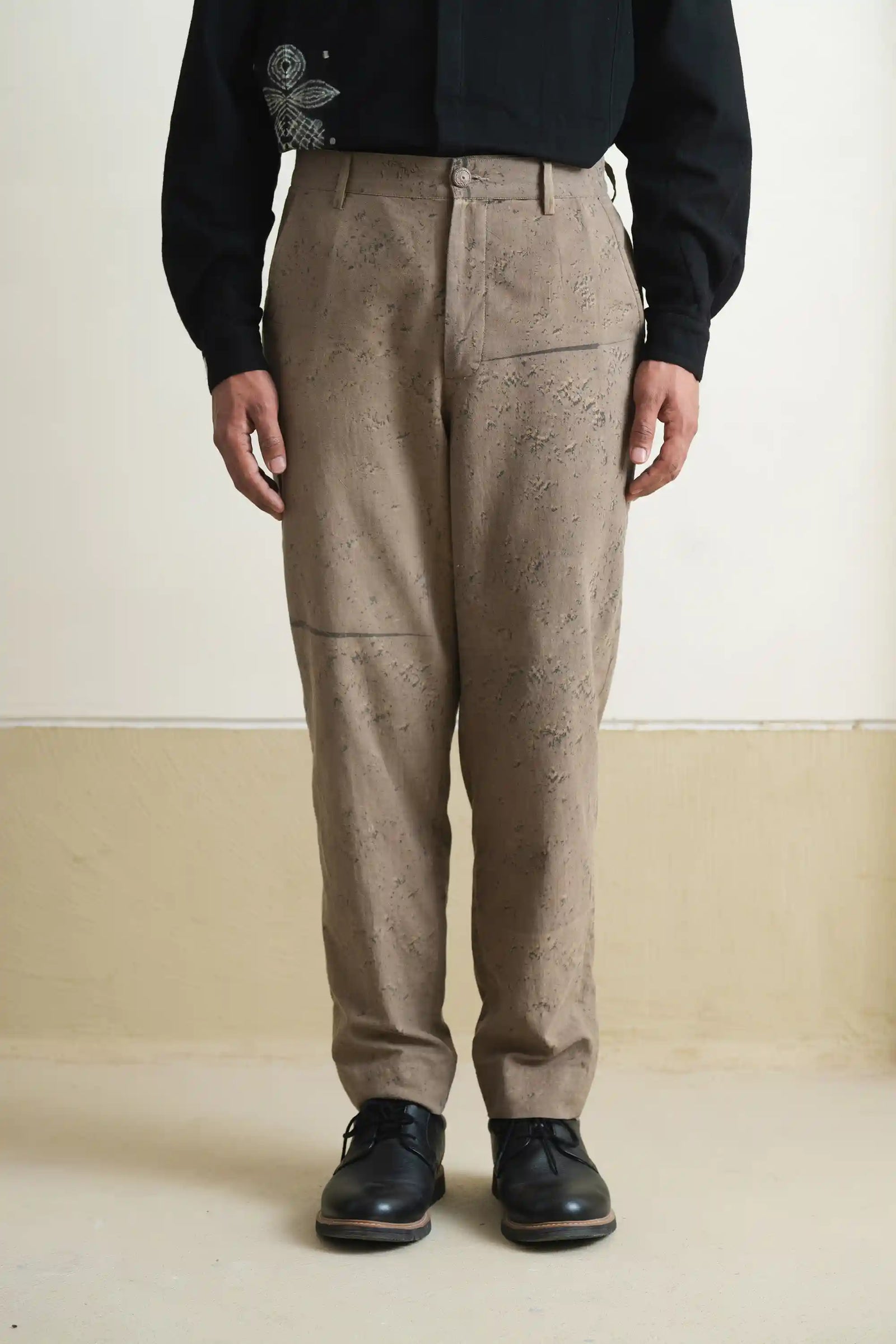 Green Tapered Textured Trousers