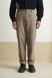 Khaki Green Tapered Textured Trousers