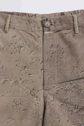 Green Tapered Textured Trousers