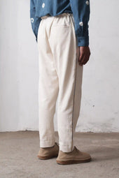 Ecru Tapered Trousers With Drawstring