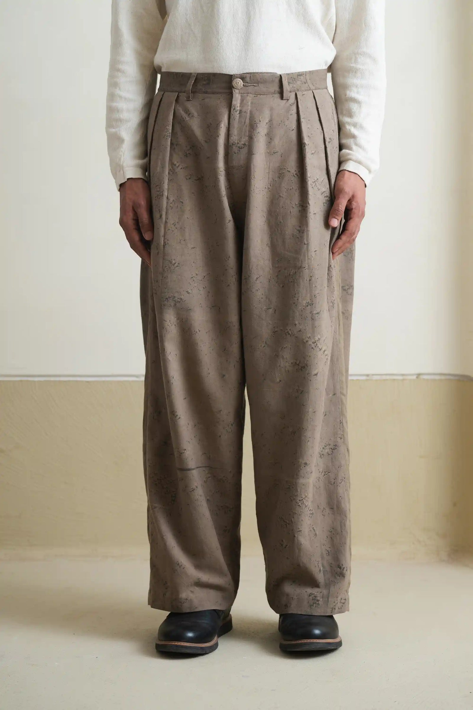 Green Textured Trousers