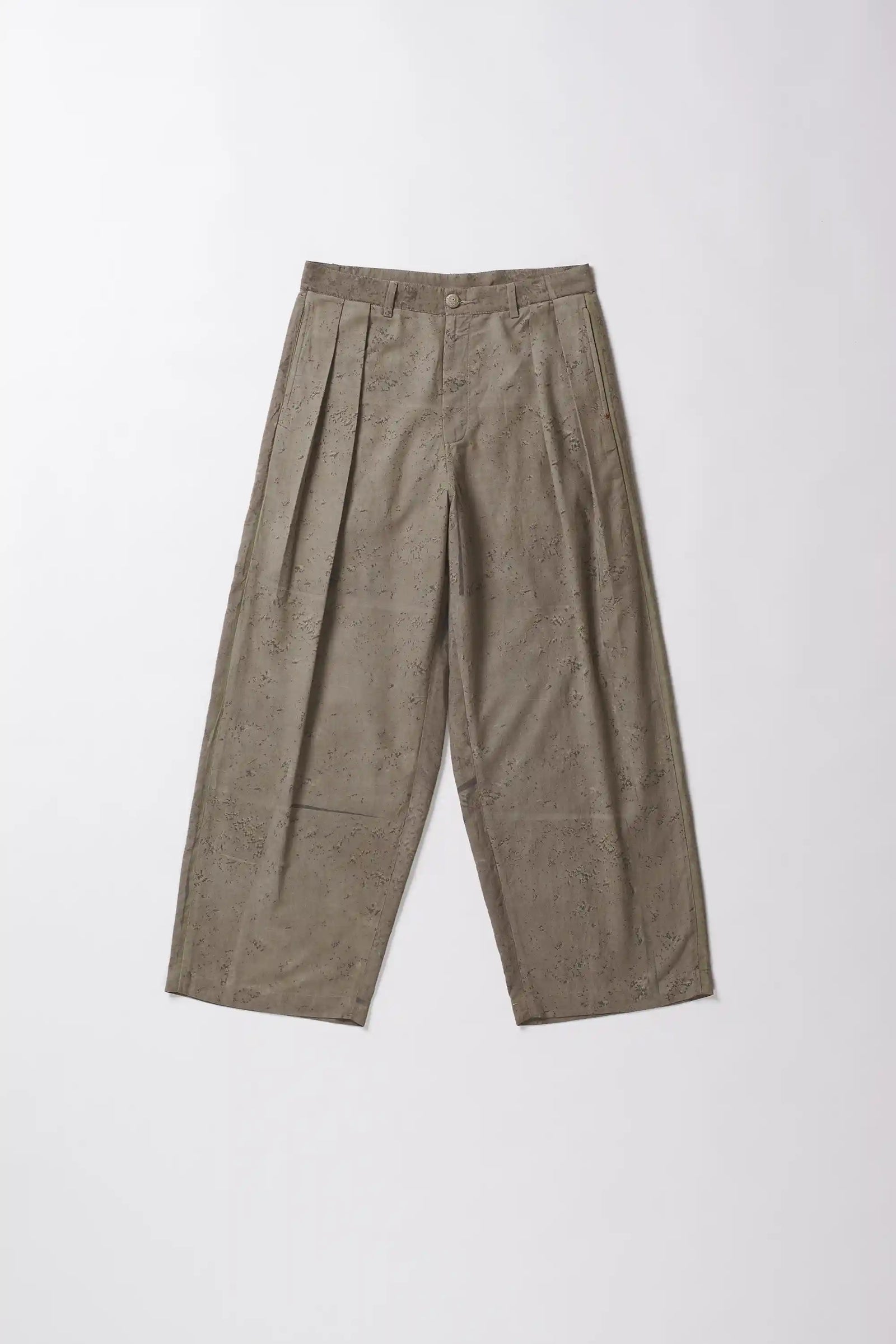 Textured Trousers in Khaki Green