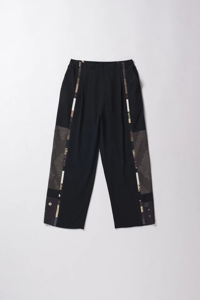 Black Patchwork Relaxed Trousers