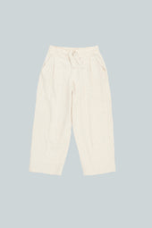 Ecru Wide Leg Organic Cotton Trousers