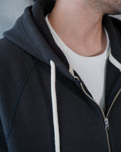 Zip Hoodie - 876gsm Double Heavyweight French Terry - Sumi Black