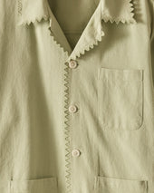 Zig-Zag Hem Long Sleeve Shirt - Mint