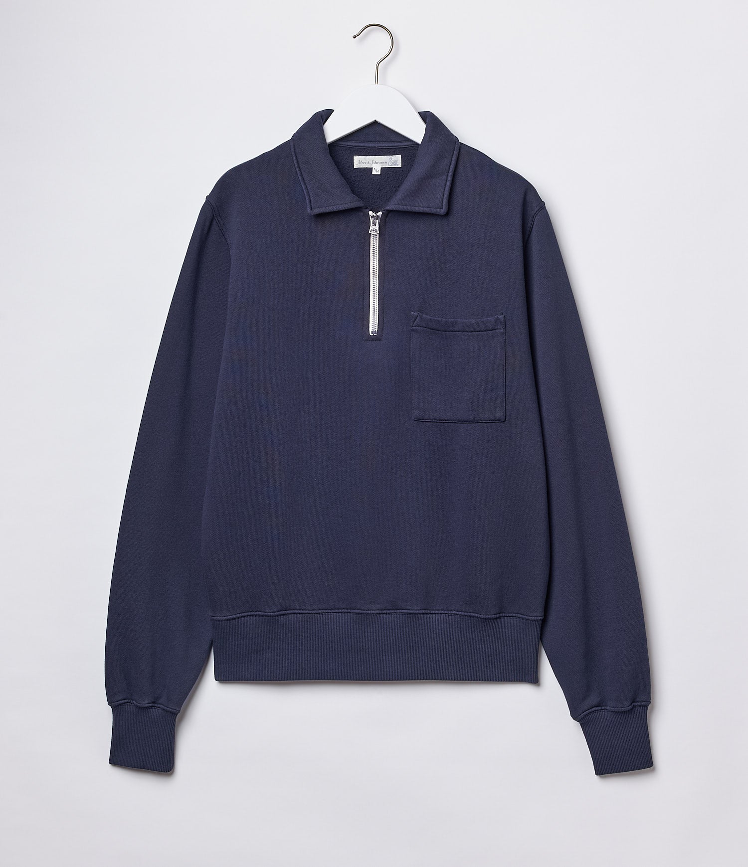 Cropped Vintage Fleece Polo Collared Half Zip Sweatshirt With Brushed Interior