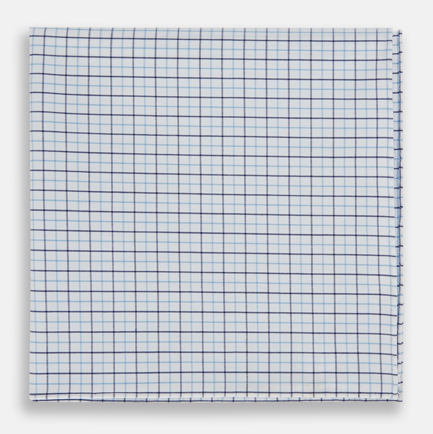 Hand Rolled Blue Double Graph Check Handkerchief