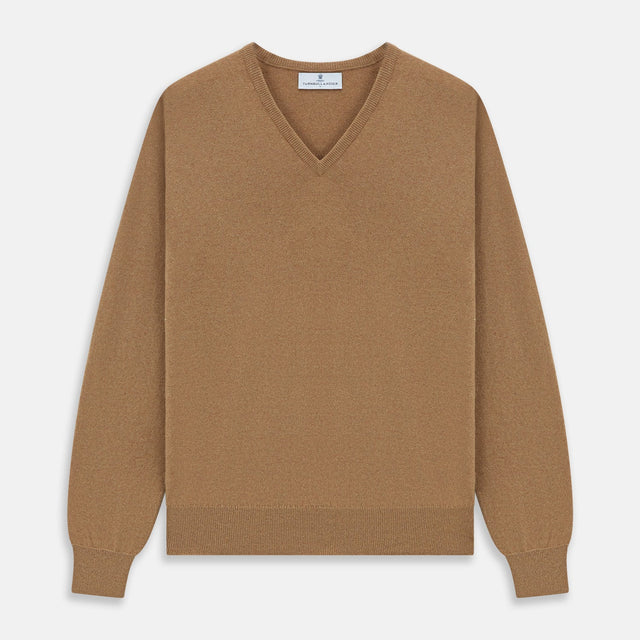 Natural V-Neck Cashmere Jumper