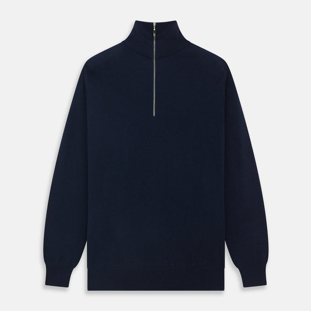 Navy Half-Zip Cashmere Jumper