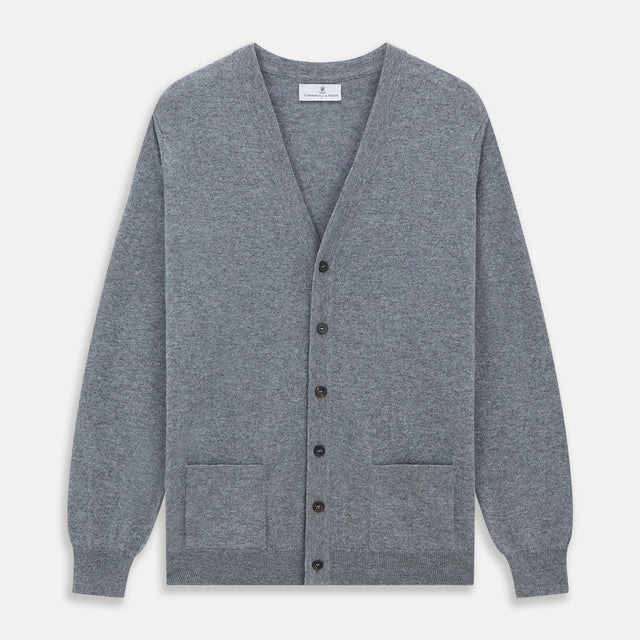 Louis Flannel Grey Cashmere Cardigan