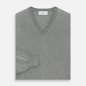 Grey V Neck Merino Wool Jumper