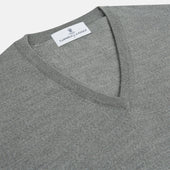 Grey V Neck Merino Wool Jumper