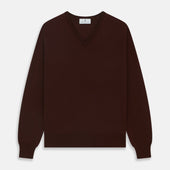 Wine V-Neck Merino Wool Jumper