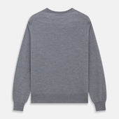 Grey Crew Neck Merino Wool Jumper