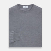Grey Crew Neck Merino Wool Jumper