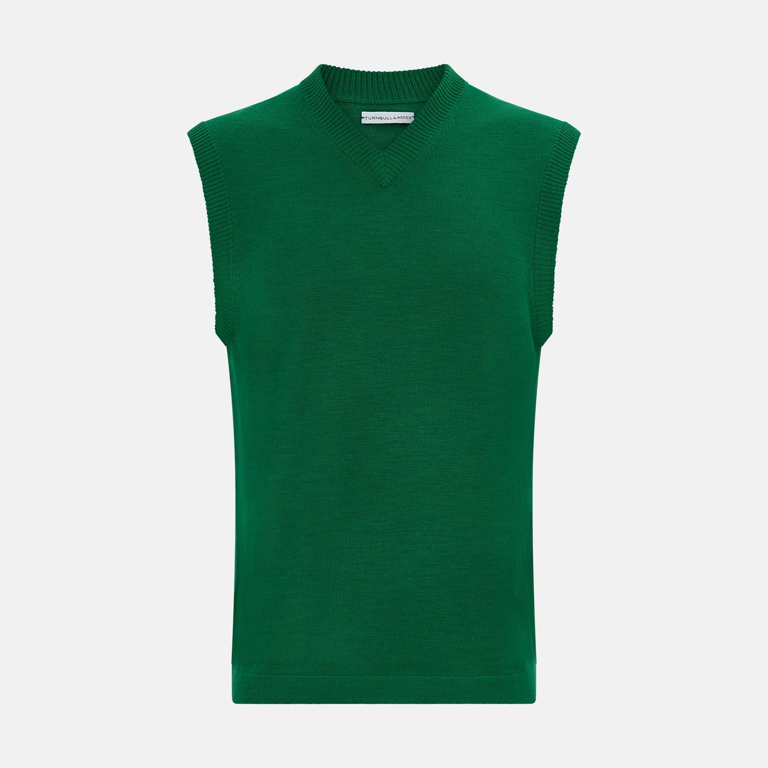 Green Fine Merino V Neck Vest