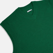 Green Fine Merino V Neck Vest
